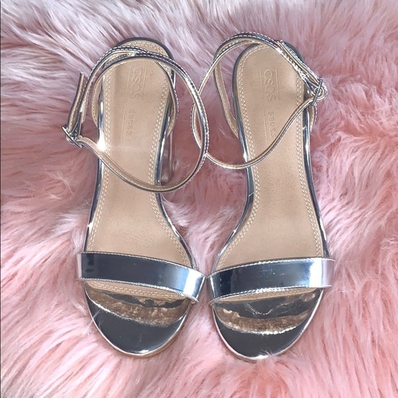 ASOS Hermione Silver Mirror Block Heel Sandals - Picture 6 of 11